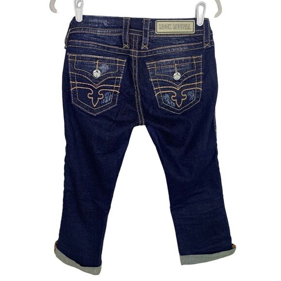 Rock Revival Alivia Capri Jeans Womens Size 27 Dark Wash Cropped Denim Waist 30” - Picture 1 of 12
